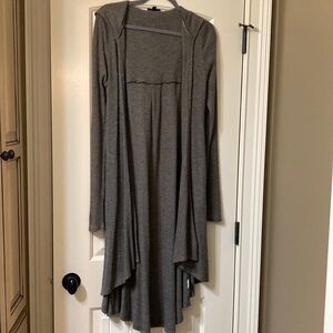 Mittoshop Gray Asymmetrical High-Low Hooded Cardigan 
NWOT
